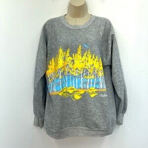 Signal - Vintage Colorado Woods Colorful Graphic Grey Crewneck Sweatshirt SZ XL